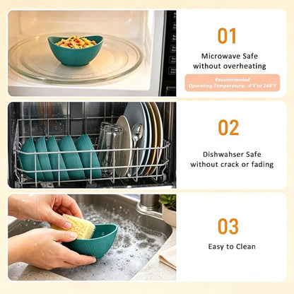 10oz Wheat Straw Bowls Set of 6, Unbreakable Plastic Bowls Reusable - Image 5