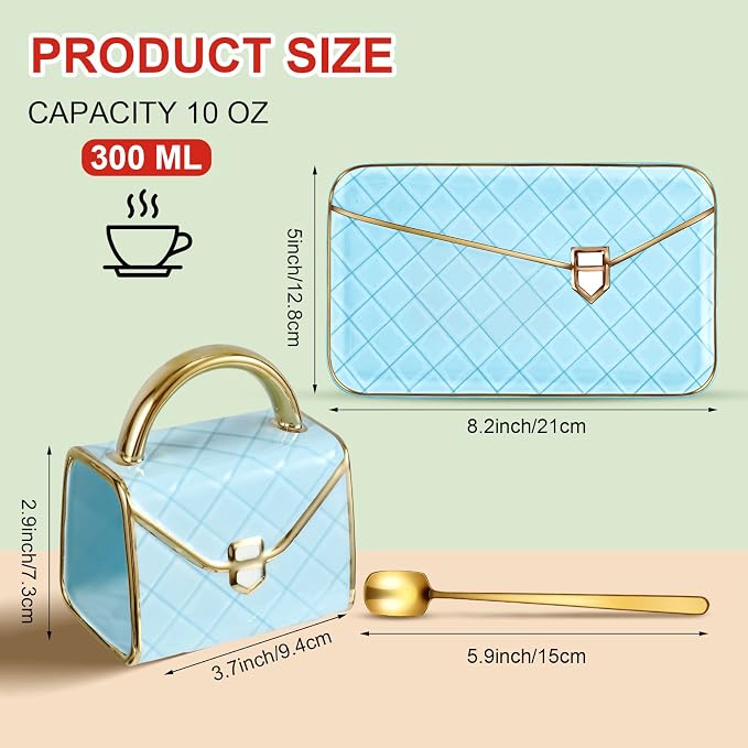 Zubebe 1 Set Coffee Mug Elegant Handbag Shaped Cup Modern Ceramic Purse Mug - Image 2