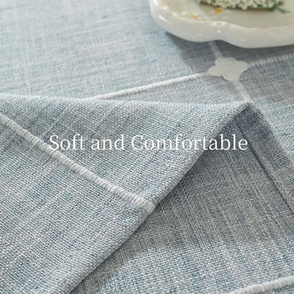 Zobesta Blue Table Cloth Rectangle Table 60 x 84 Inch, Cotton Blue Linen Gingham Tablecloth Rectangle Boho Tablecloth for Outdoor, Party, Holiday, Picnic, Dining