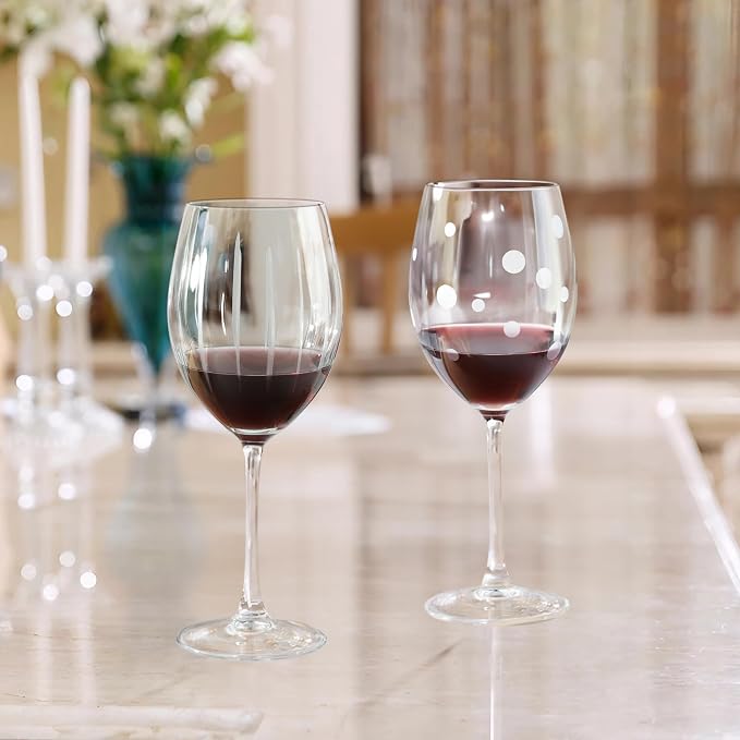 Joeyan Hand Blown Etched Red and White Wine Glasses, Stemmed Glasses - Image 6