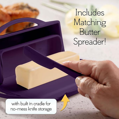 Flip Top Butter Dish with Attached Lid & Matching Knife, 2 Pack - Image 3