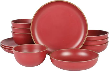 Gibson Home Rockabye 12 Piece Double Bowl Melamine Dinnerware Set by GibsonHomewares