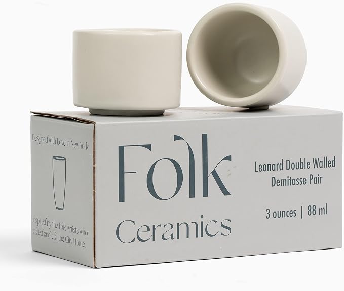 Folk Ceramics Leonard Ceramic Espresso Cups | Modern Stackable Demitasse Mugs by FolkCeramics