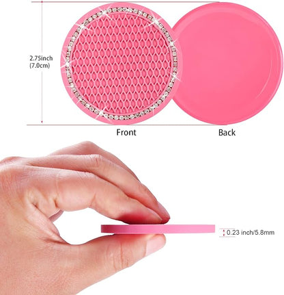 4PCS Bling Coaster, 2.75 Inch Auto Car Cup Holder Insert Coasters Silicone - Image 3