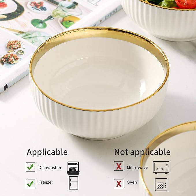 LETAOTAO Cereal Bowl Set of 4, Ceramic Cereal Bowls - Image 2