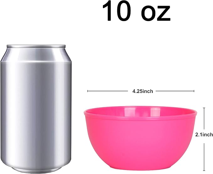 Youngever 9 Pack 10 Ounce Plastic Bowls, Kids Plastic Bowls - Image 2