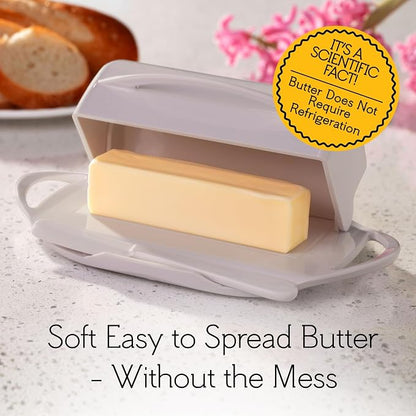 Flip Top Butter Dish with Attached Lid & Matching Knife - Image 5