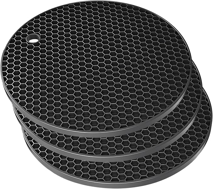 Silicone Non-Slip, Heat Resistant & Water-Trapping Trivet Mats by TENOC