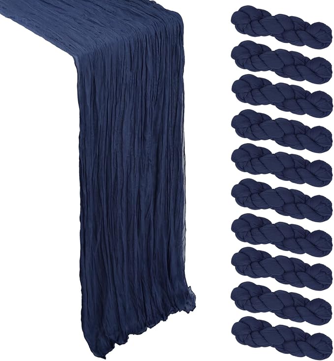 10 Pack 17 x 108 Inch Navy Blue Table Runner Cheesecloth | Gauze Cheese Cloth by Heneger