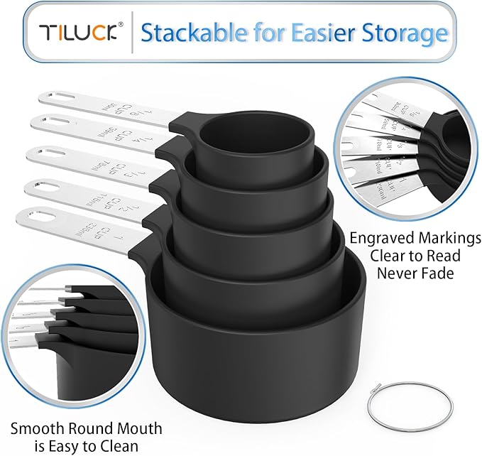 Measuring Cups & Spoons Set, Stackable Cups and Spoons | Nesting Measure Cups - Image 4