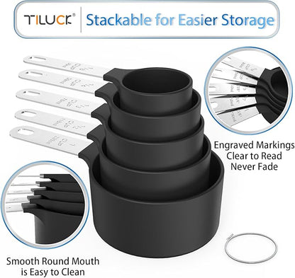 Measuring Cups & Spoons Set, Stackable Cups and Spoons | Nesting Measure Cups - Image 4