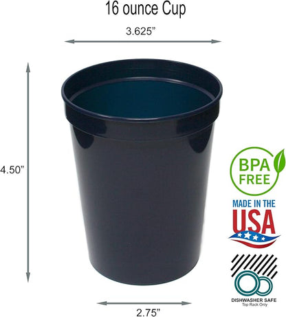 Rolling Sands 16 oz. Reusable Plastic Stadium Cups, 8 Pack, Made in USA - Image 2