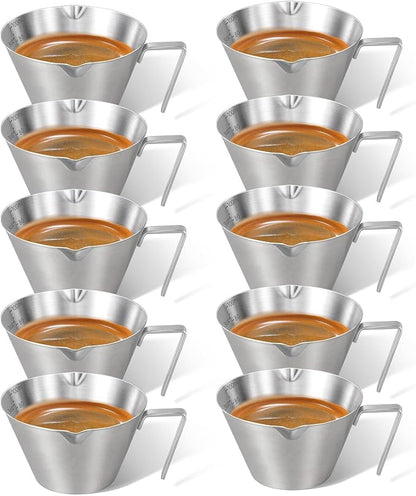 10 Pc Stainless Steel Espresso Shot Cups, 3.4oz/100ml, V-Shaped Mouth by carrottimes