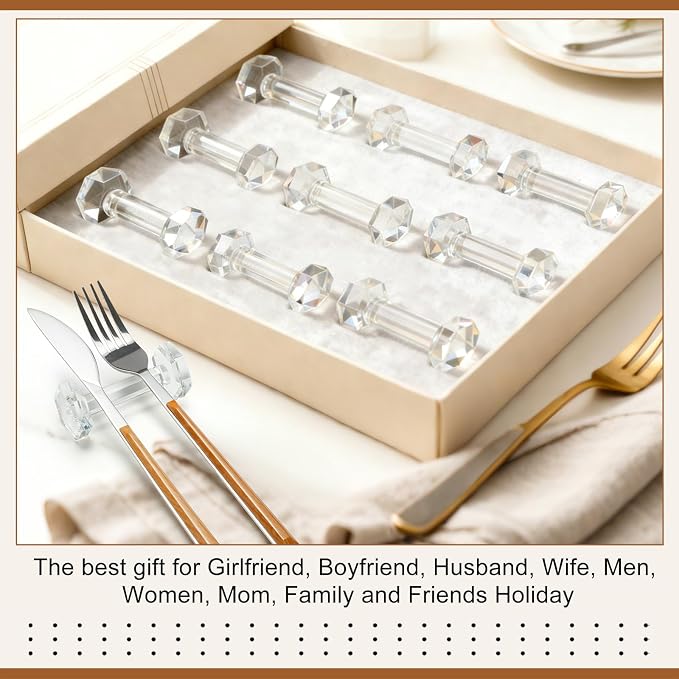 10 Pcs Crystal Acrylic Dumbbell Cutlery Holder Gift Set High Transparent Knife - Image 5