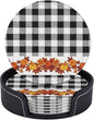 6 Pcs Thanksgiving Fall Pumpkin Maple Leaves Black White Buffalo Check Plaid by Jfniub