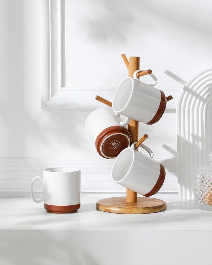 MALACASA 12oz Ceramic Coffee Mugs Set of 4, Stackable Coffee Cups - Image 8