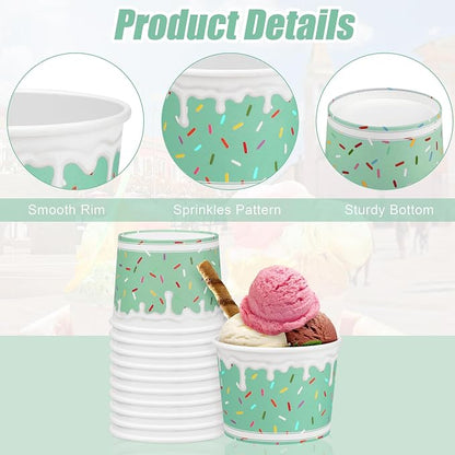 Aodaer 300 Pack 8oz Paper Bowls Sprinkles Ice Cream Cups 6 Color Disposable - Image 3
