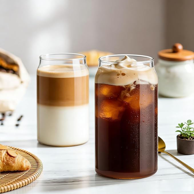 Etolies Drinking Glasses Set of 10, 17oz Can Shaped Glass Cups, Cute Coffee - Image 3