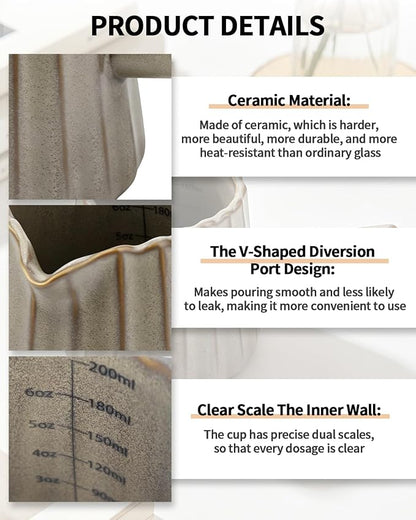 2 Pack Ceramic Espresso Cups, 6oz Dark Brown Espresso Shot Glasses, V-Shaped - Image 3