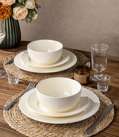 Ceramic Dinnerware Set for 6, 18-Piece Plates and Bowls Set | Lightweight - Image 7