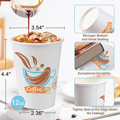 Lamosi 180 Pack 12 oz Coffee Cups, Disposable Paper Cups No Lids | Leakproof - Image 2
