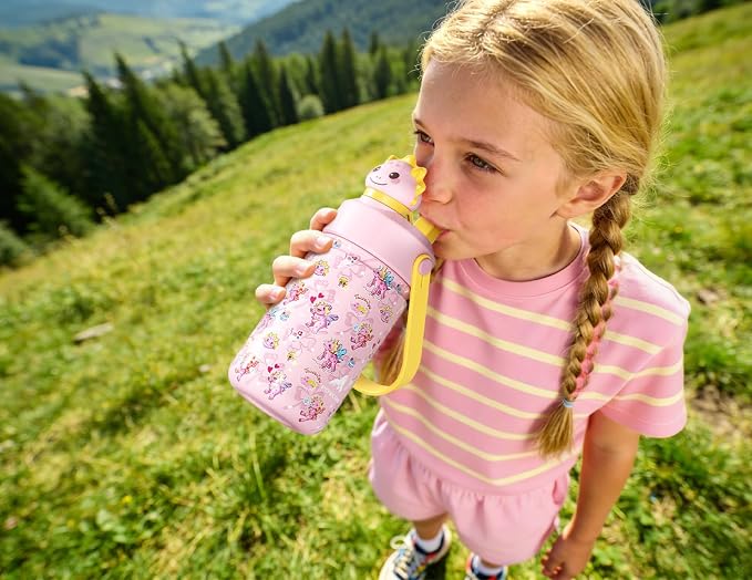 POWCAN 12 oz Kids Water Bottle: 2-in-1 Straw Spout Lid - Image 7