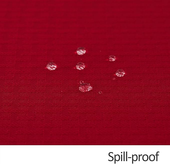 maxmill Rectangle Christmas Tablecloth Weaved Texture Waterproof Spillproof Wrinkle Free Table Cloth, Kitchen Dining Room Decoration, Holiday Party, Banquet Event Dinner, 52 x 70 Inch, Red