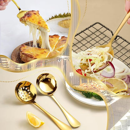 30pcs Stainless Steel Serving Utensils Set for Parties &Buffets, Catering, Banquets, Weddings and Events (GOLD)