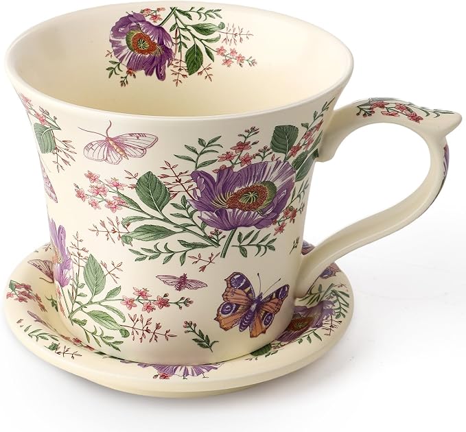 DOWAN 14 oz Coffee Mug and Saucer Set, Ceramic Mug by DOWAN