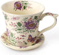 DOWAN 14 oz Coffee Mug and Saucer Set, Ceramic Mug by DOWAN