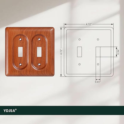 Double Toggle Light Switch Cover Plate in Cherry Wood Elegant Wooden Light Switch Cover Plate for 2 Toggle Light Switch Double Rocker Design