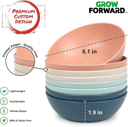 Grow Forward Premium Wheat Straw Bowls Set of 8 - Image 3
