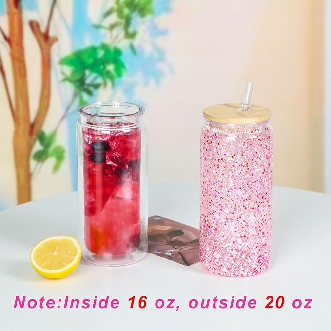 Maucircol 15 Pack Acrylic Snow Globe Tumbler, 20 Oz Pre Drilled Double Wall - Image 5