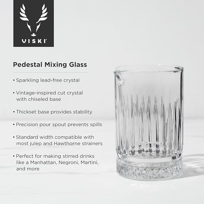 Viski Pedestal Crystal Cocktail Mixing Glass Perfect - Image 2