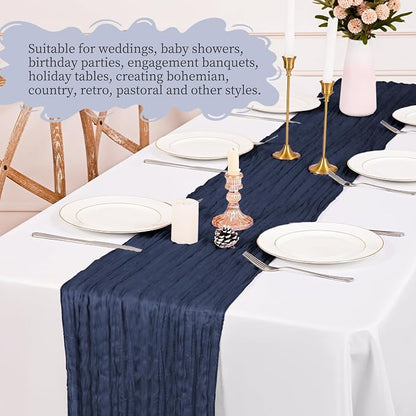 8 Pack Navy Blue Table Runner 17 x 108inch Cheesecloth Table Runner Boho Gauze - Image 6