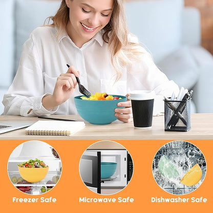 Unbreakable Cereal Bowls Set of 8, 26 Oz Wheat Straw Bowl Sets, Microwave & - Image 6
