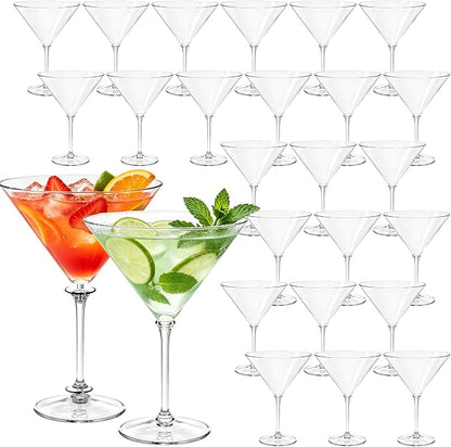 Plastic Martini Glasses Set of 24, 9 oz Clear Cocktail Cups | Unbreakable by Unknown