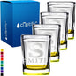 Personalized Shot Glasses Set of 4 Initial and Name 2oz Yellow Bottom Etched Square Shot Glass Engraved with Custom Text Birthday Gift for Men and Women