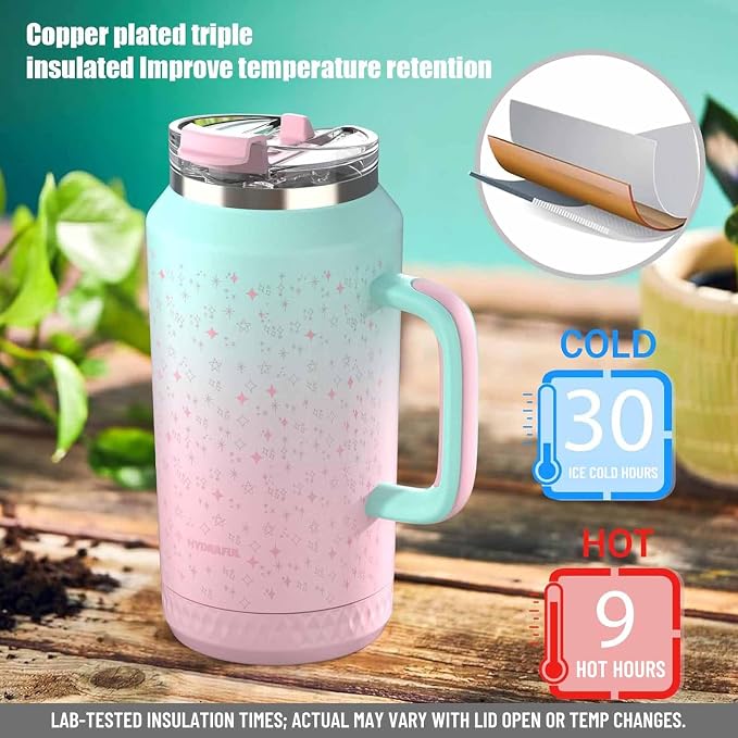 Hydraful 64 oz Tumbler with Handle and Straw - Image 4