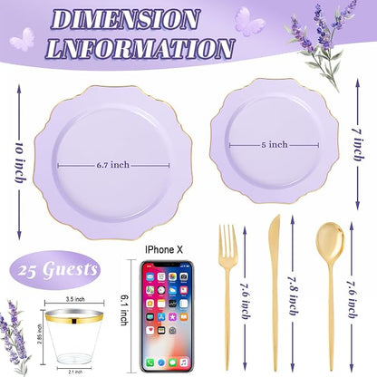 175Pcs Purple Plates Disposable - Image 7