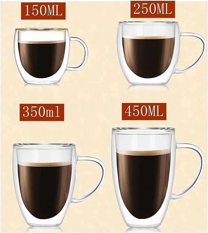 Espresso Cups Set Of 2 8 Oz, Double Walled Glass Coffee Mugs - Image 6