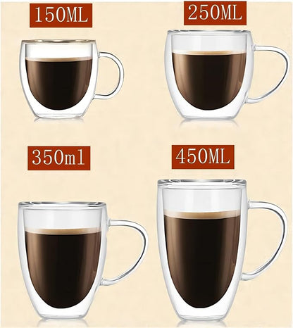 Espresso Cups Set Of 2 8 Oz, Double Walled Glass Coffee Mugs - Image 6