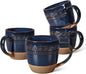 Artena Ceramic Coffee Mugs Set of 4, 16oz Embossed Large Latte Mugs Coffee Cups by Artena