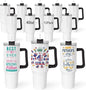 40 oz Sublimation Tumblers with Black Handle Lid and Straw 12 Pack Stainless Steel Double Wall Vacuum Insulated Travel Mug Cup Bulk Sublimation Blank for DIY Gift