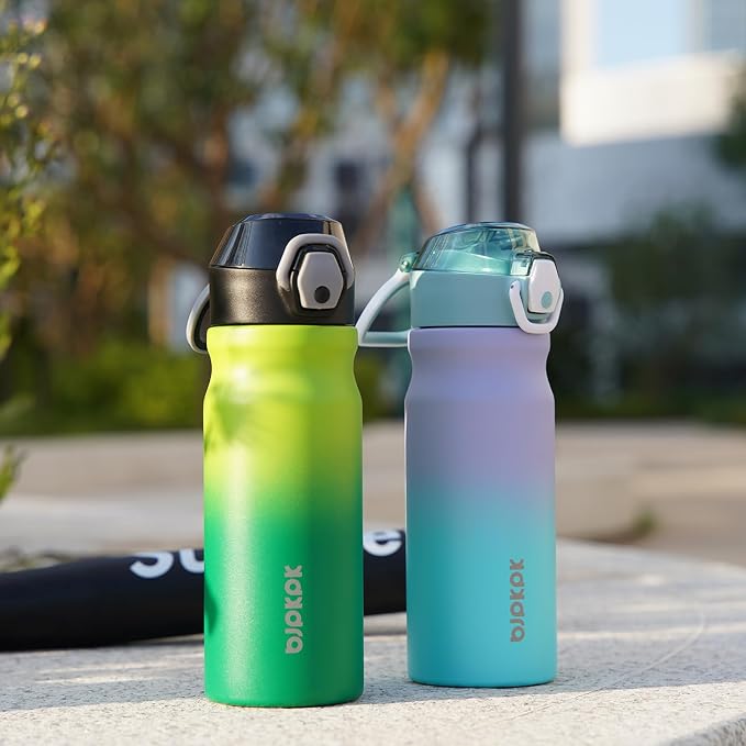 BJPKPK 18 oz Water Bottle with Straw & Handle, Insulated Stainless Flask | Leak - Image 5
