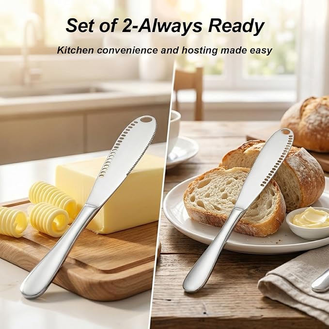 2PCS Upgraded 3-in-1 Butter Knife Spreader and Curler, Professional Stainless - Image 5