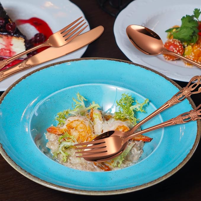 Royal Flatware Set for 4 Copper/Rose Gold Silverware Stainless Steel Cutlery 20 - Image 8