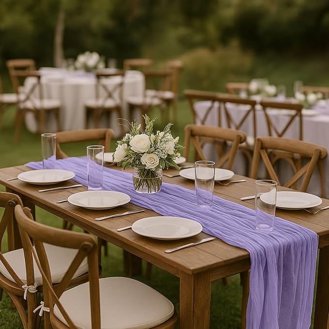 10FT Lilac Purple Cheesecloth Table Runner 120 Inch Rustic Boho Gauze Cheese - Image 6