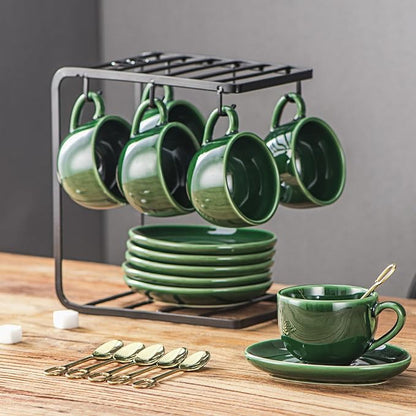 vicrays Ceramic Espresso Coffee Cups - 4 oz Porcelain Espresso Cups Set - Set - Image 3