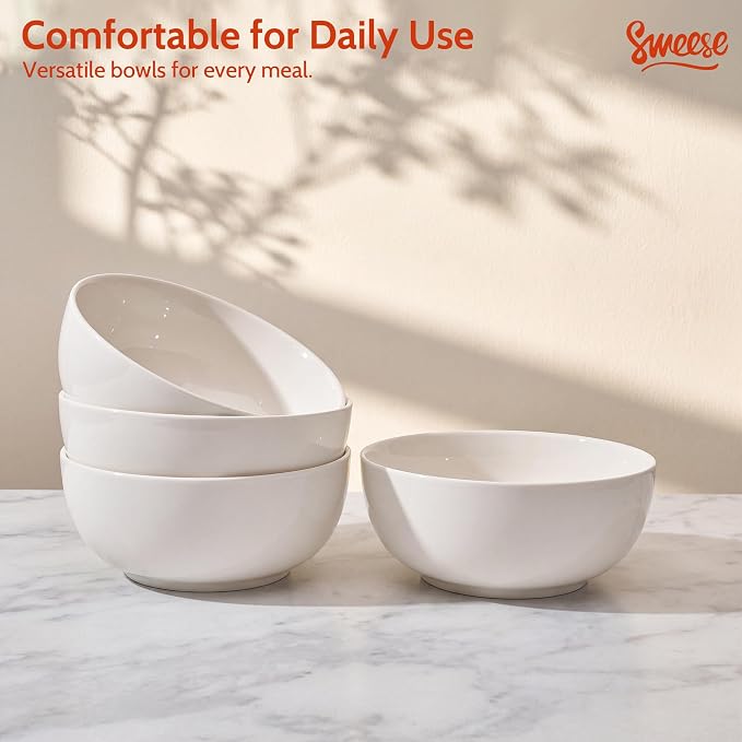 Sweese 24 oz Ceramic Cereal Bowl Set of 4, Round Serving Bowl - Image 7